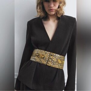 ZARA Genuine Leather Belt Size 85 (31.3”) Classic Neutral Tone